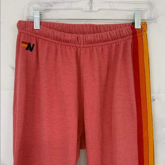 Women's Pink Rainbow Stripe Pants - Picture 7 of 15